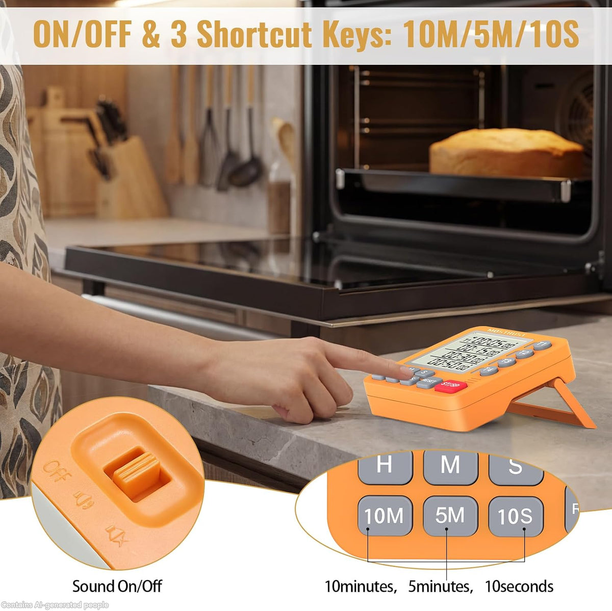Digital Dual Kitchen Timer, Multiple Channels Countdown Timer