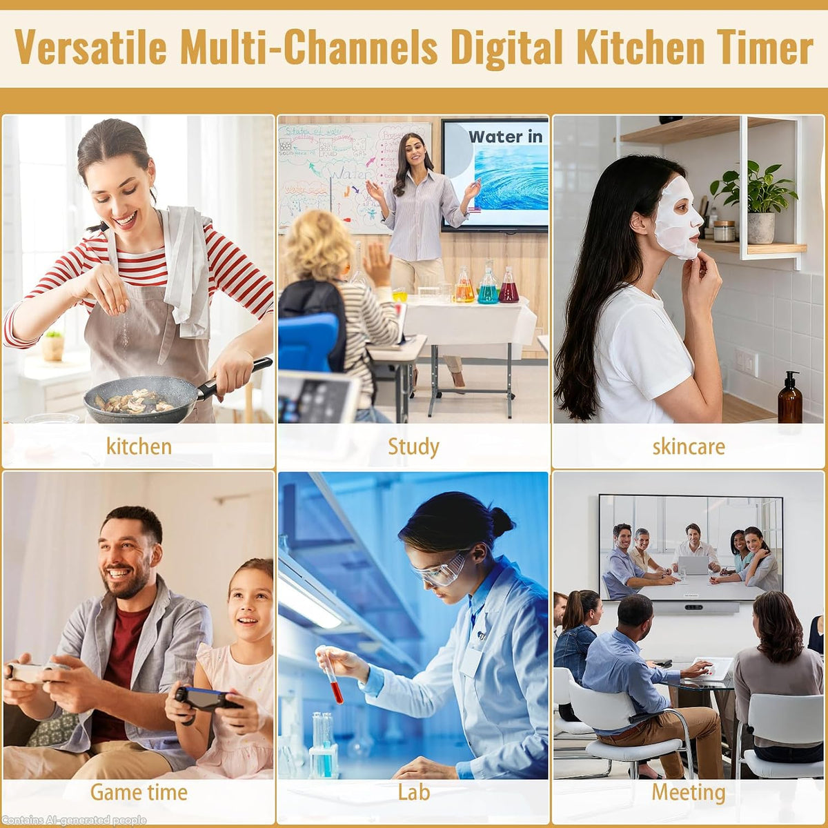 Digital Dual Kitchen Timer, Multiple Channels Countdown Timer