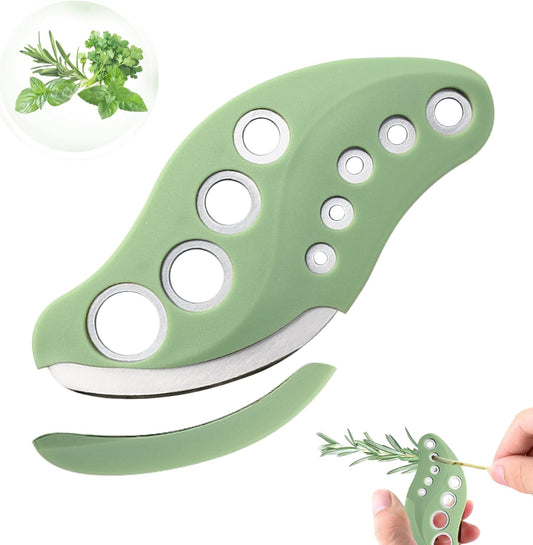 Herb Stripper 9 Holes with Herb Cutter, Stainless Steel Herb Leaf Stripping Tool, Herb Cutter Tool, Herb Leaf Peeler for Fresh Herbs Collard Greens Thyme Basil Rosemary Stripper, Dishwasher Safe