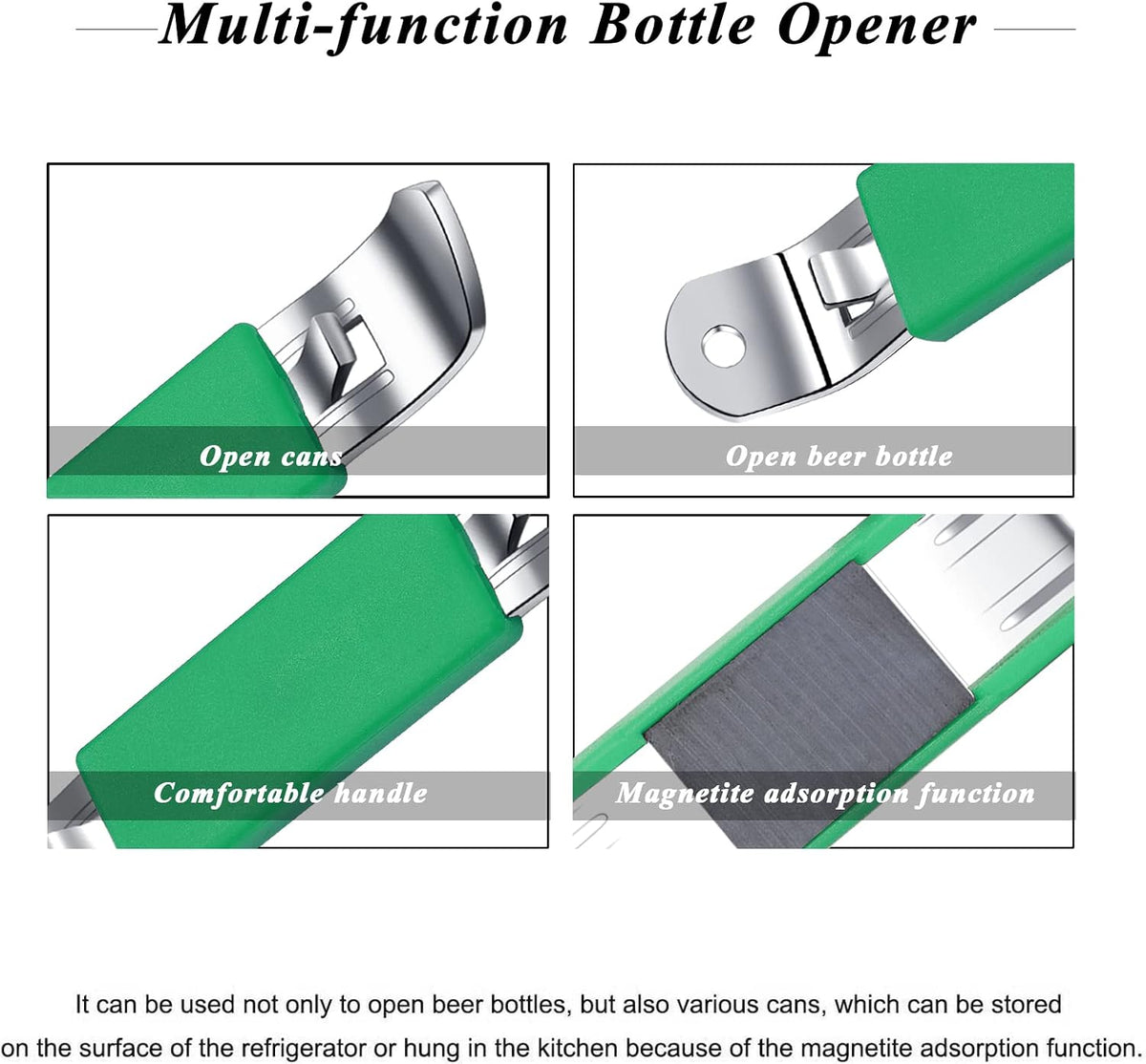 3 Pieces Magnetic Bottle Openers Can Opener Classic Beer Opener Stainless Steel Small Bottle Opener Can Tapper with Magnet for Camping and Traveling (Black Blue Fuchsia)