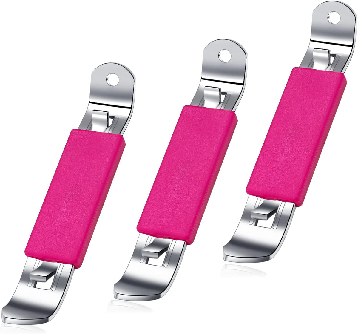 3 Pieces Magnetic Bottle Openers Can Opener Classic Beer Opener Stainless Steel Small Bottle Opener Can Tapper with Magnet for Camping and Traveling (Black Blue Fuchsia)