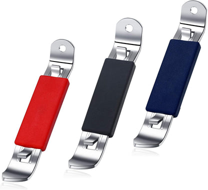 3 Pieces Magnetic Bottle Openers Can Opener Classic Beer Opener Stainless Steel Small Bottle Opener Can Tapper with Magnet for Camping and Traveling (Black Blue Fuchsia)