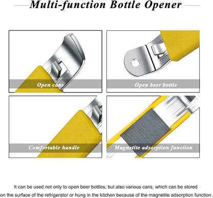 3 Pieces Magnetic Bottle Openers Can Opener Classic Beer Opener Stainless Steel Small Bottle Opener Can Tapper with Magnet for Camping and Traveling (Black Blue Fuchsia)