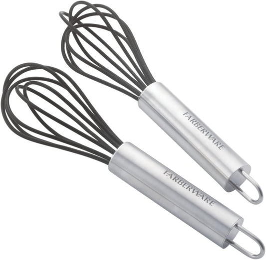 Professional Silicone Mini Whisks (Set of 2), Black