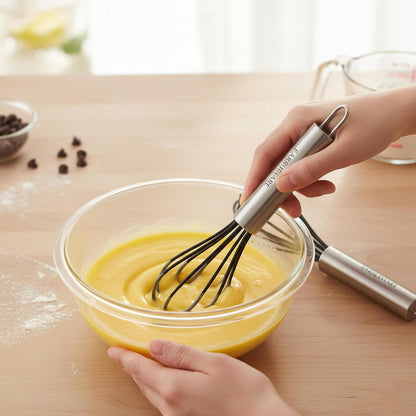 Professional Silicone Mini Whisks (Set of 2), Black