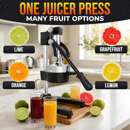 Hand Juicer Squeezer - Gets Every Last Drop Fast - Manual Juicer Hand Press for Lemon, Orange, Lime, Grapefruit and Pomegranate | 20 oz Aluminum Bowl, Pour Spout, Lemon Squeezer with Ergonomic Handle