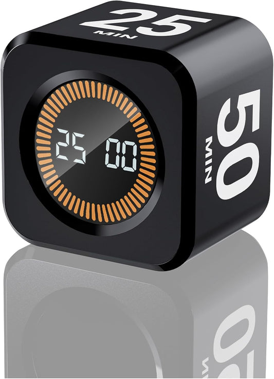 Pomodoro Timer, Small Gravity Timer, Visual Countdown 5 10 25 50 | Desk Productivity Flip Timer, ADHD Tool Cube Countdown Stopwatch, for Office, Kitchen, Gym, College School Supplies