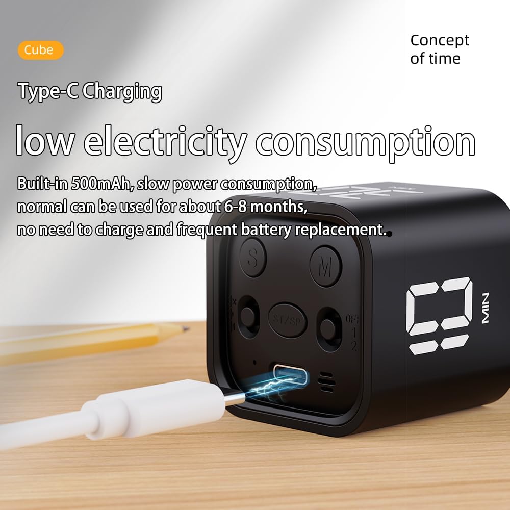 Pomodoro Timer, Small Gravity Timer, Visual Countdown 5 10 25 50 | Desk Productivity Flip Timer, ADHD Tool Cube Countdown Stopwatch, for Office, Kitchen, Gym, College School Supplies