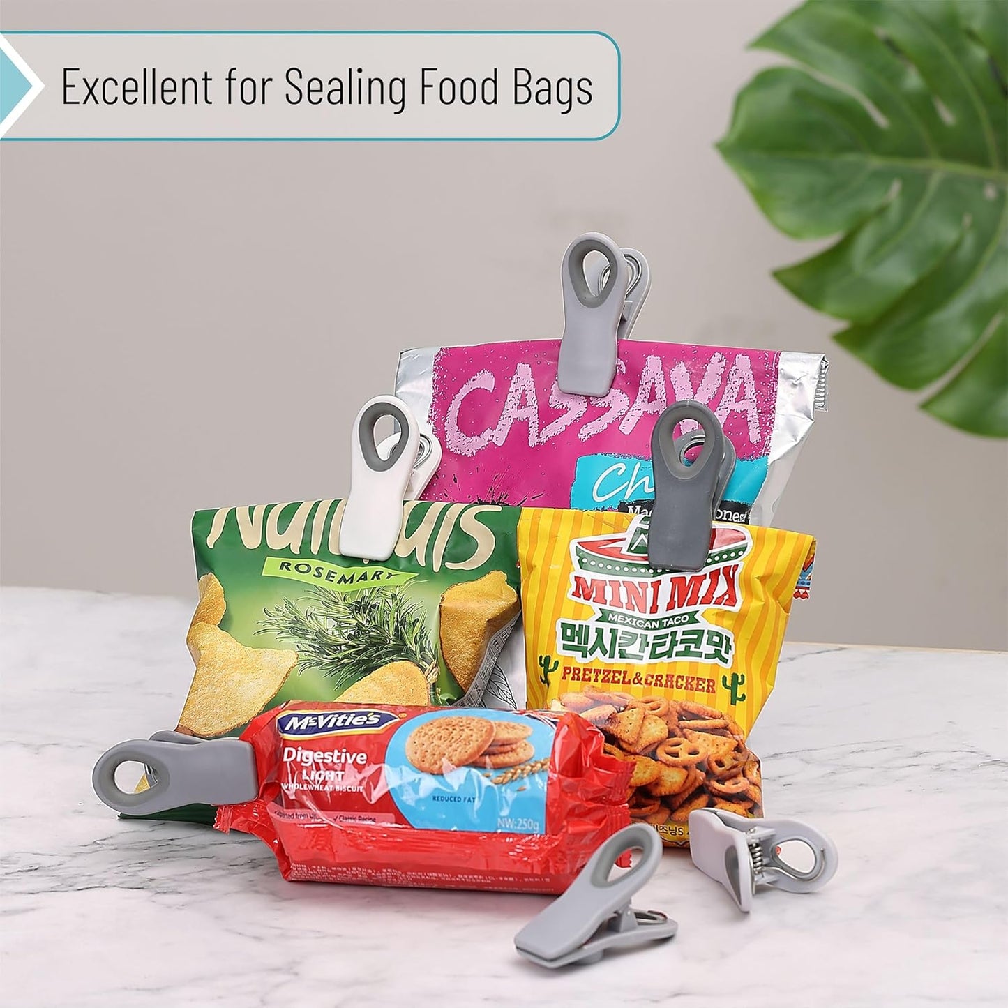 Magnetic Chip Clips, 6 Pack, Airtight Seal | Reusable Bag Closers for Food Storage, Snacks, Bread & Kitchen Organization, Strong Plastic Clips for Refrigerator Use