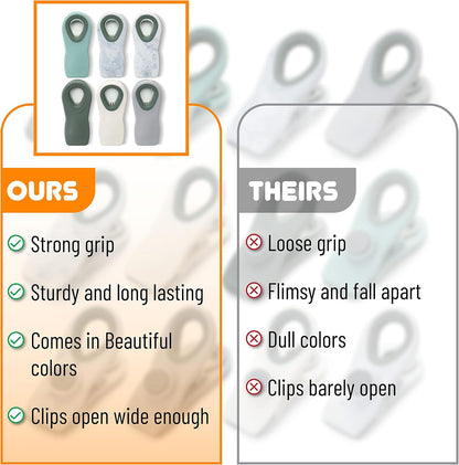 Magnetic Chip Clips, 6 Pack, Airtight Seal | Reusable Bag Closers for Food Storage, Snacks, Bread & Kitchen Organization, Strong Plastic Clips for Refrigerator Use