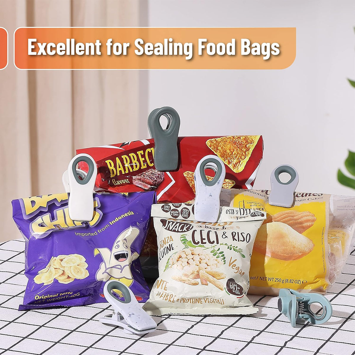 Magnetic Chip Clips, 6 Pack, Airtight Seal | Reusable Bag Closers for Food Storage, Snacks, Bread & Kitchen Organization, Strong Plastic Clips for Refrigerator Use