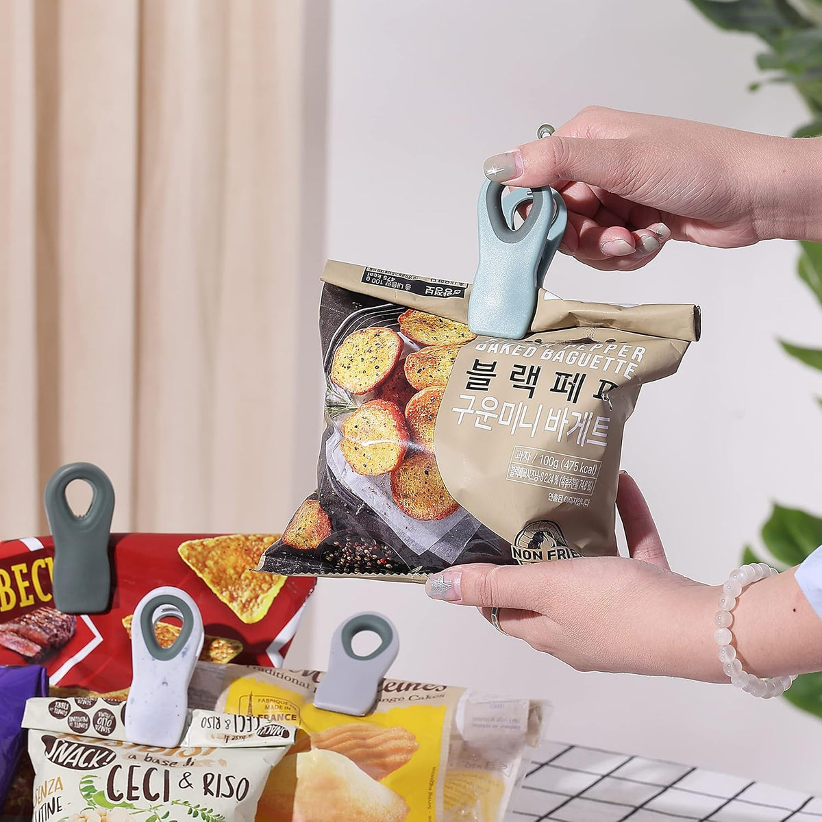 Magnetic Chip Clips, 6 Pack, Airtight Seal | Reusable Bag Closers for Food Storage, Snacks, Bread & Kitchen Organization, Strong Plastic Clips for Refrigerator Use