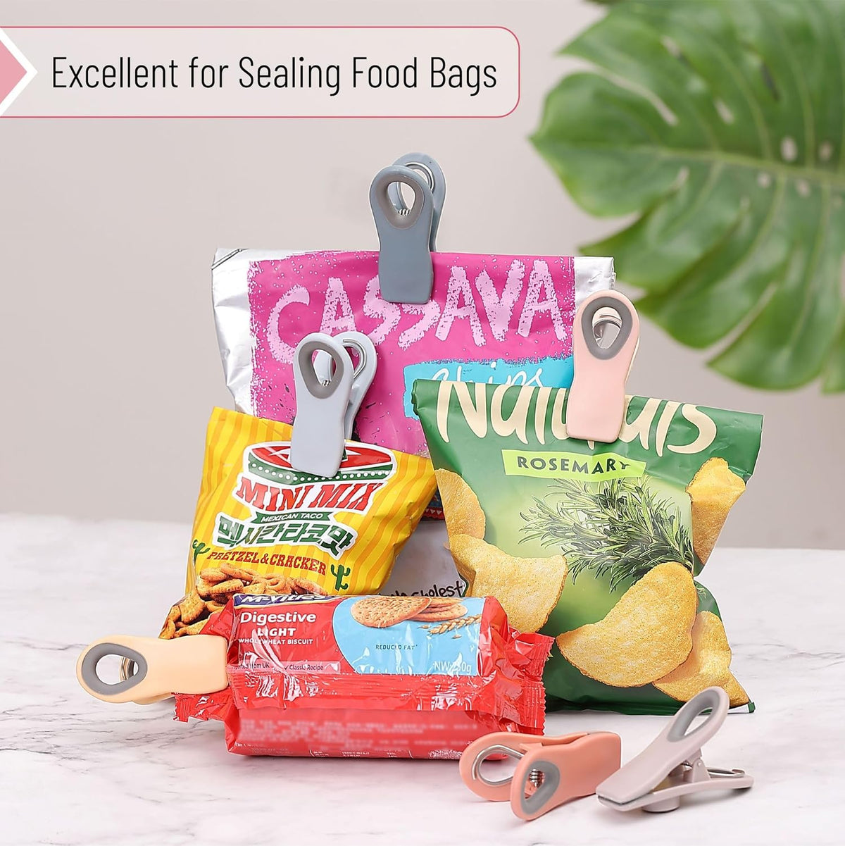 Magnetic Chip Clips, 6 Pack, Airtight Seal | Reusable Bag Closers for Food Storage, Snacks, Bread & Kitchen Organization, Strong Plastic Clips for Refrigerator Use