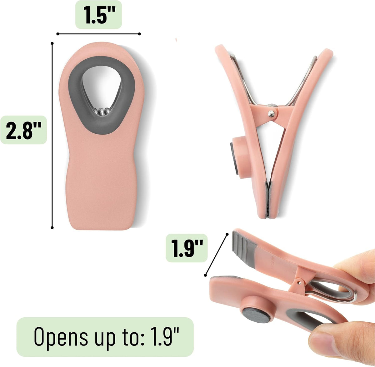 Magnetic Chip Clips, 6 Pack, Airtight Seal | Reusable Bag Closers for Food Storage, Snacks, Bread & Kitchen Organization, Strong Plastic Clips for Refrigerator Use
