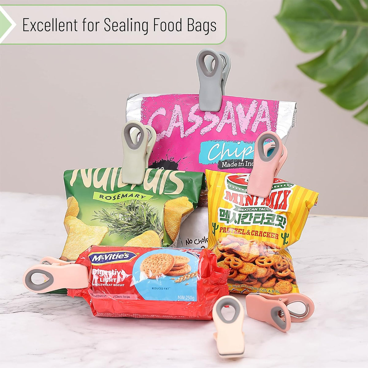 Magnetic Chip Clips, 6 Pack, Airtight Seal | Reusable Bag Closers for Food Storage, Snacks, Bread & Kitchen Organization, Strong Plastic Clips for Refrigerator Use