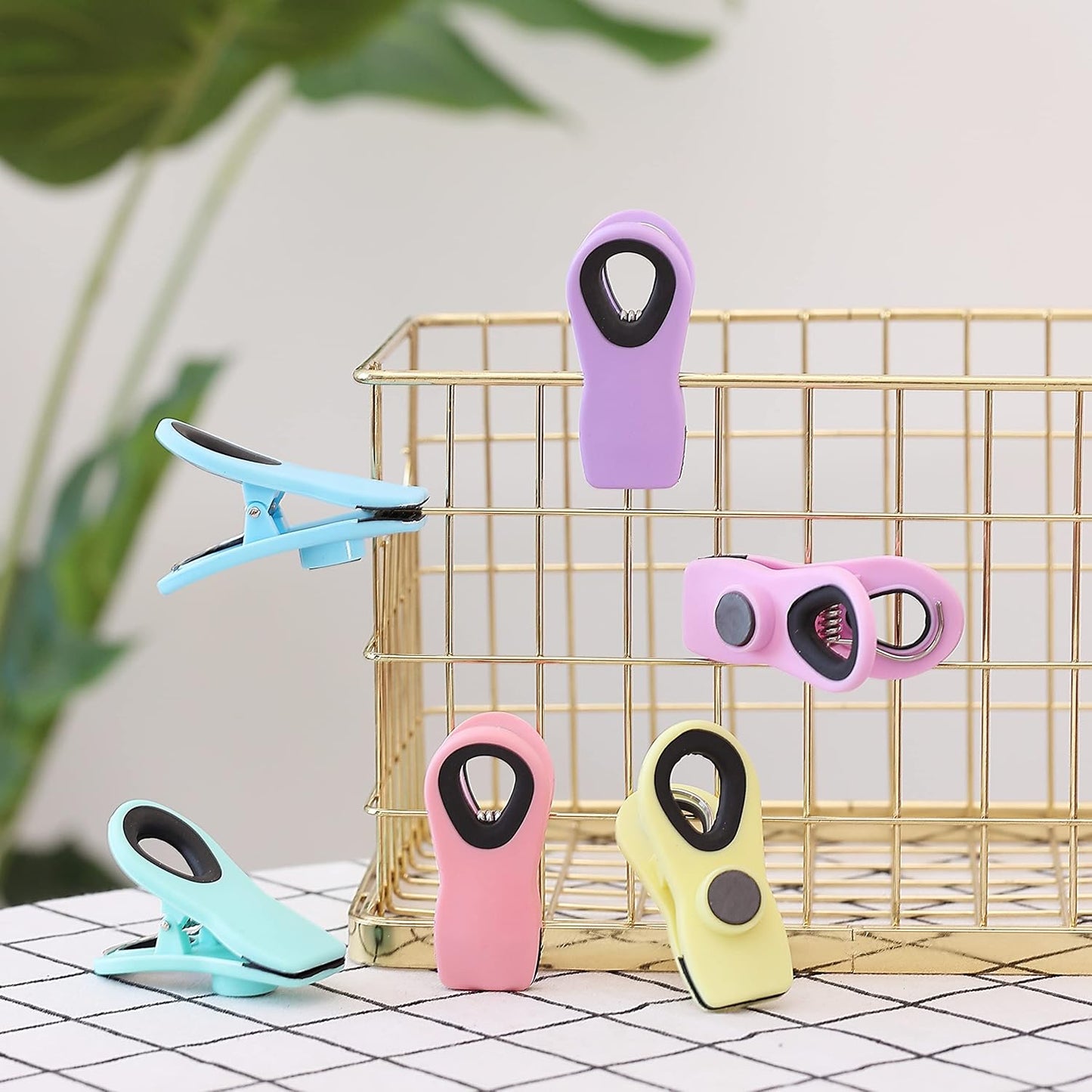 Magnetic Chip Clips, 6 Pack, Airtight Seal | Reusable Bag Closers for Food Storage, Snacks, Bread & Kitchen Organization, Strong Plastic Clips for Refrigerator Use