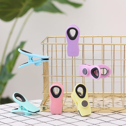 Magnetic Chip Clips, 6 Pack, Airtight Seal | Reusable Bag Closers for Food Storage, Snacks, Bread & Kitchen Organization, Strong Plastic Clips for Refrigerator Use