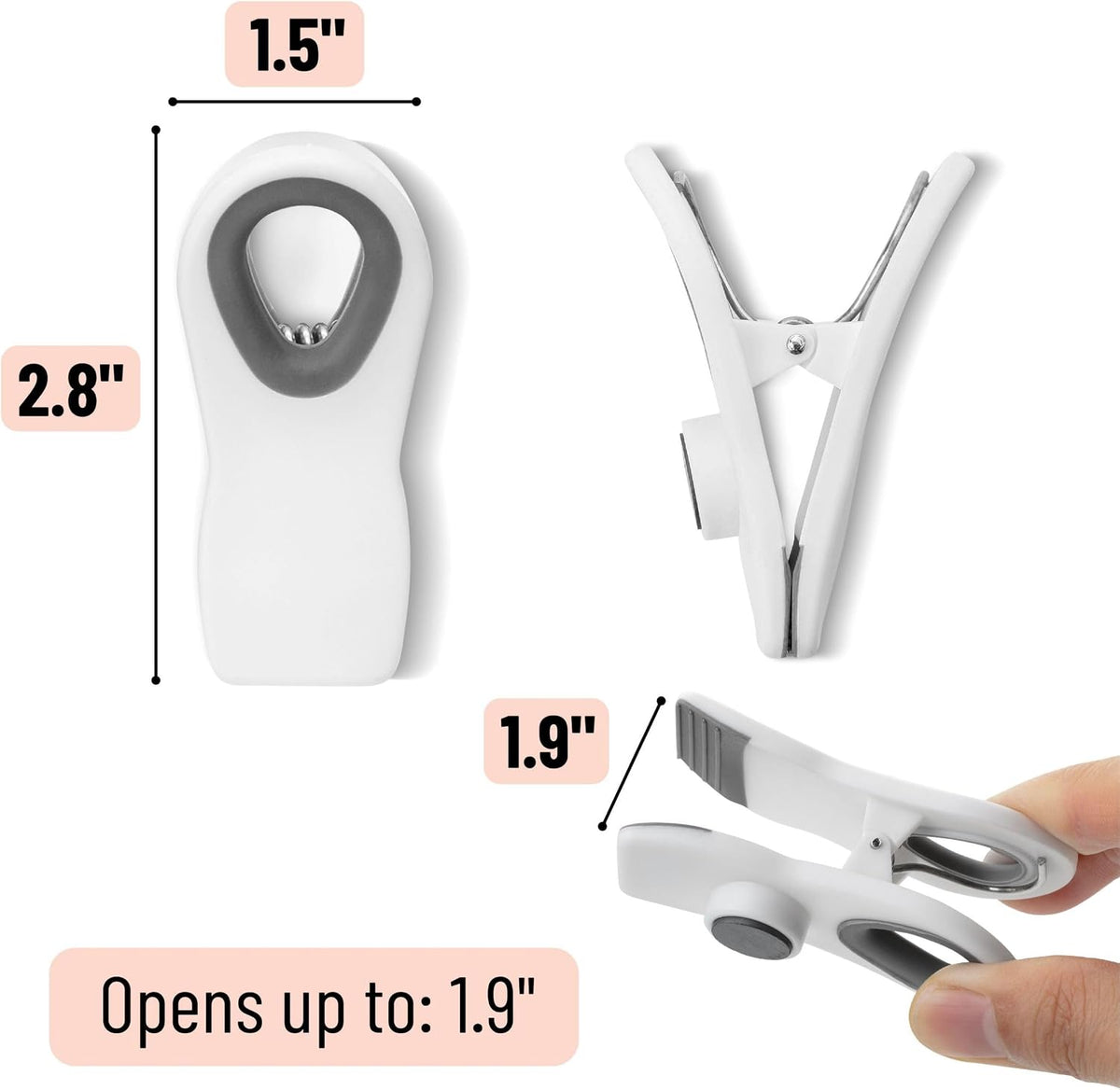 Magnetic Chip Clips, 6 Pack, Airtight Seal | Reusable Bag Closers for Food Storage, Snacks, Bread & Kitchen Organization, Strong Plastic Clips for Refrigerator Use