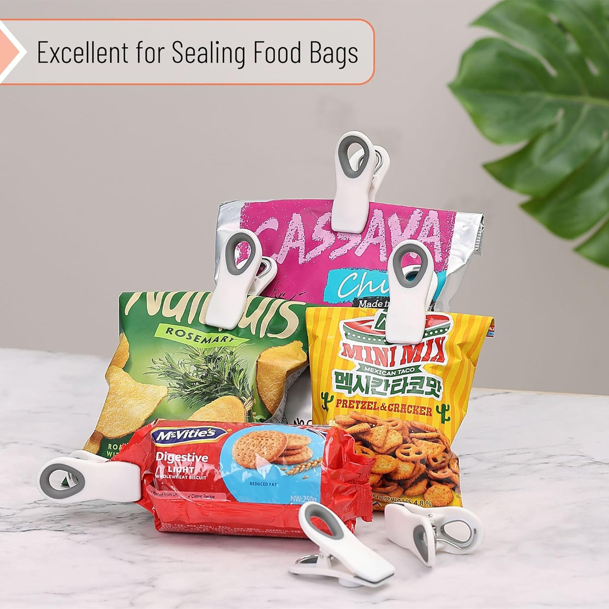 Magnetic Chip Clips, 6 Pack, Airtight Seal | Reusable Bag Closers for Food Storage, Snacks, Bread & Kitchen Organization, Strong Plastic Clips for Refrigerator Use