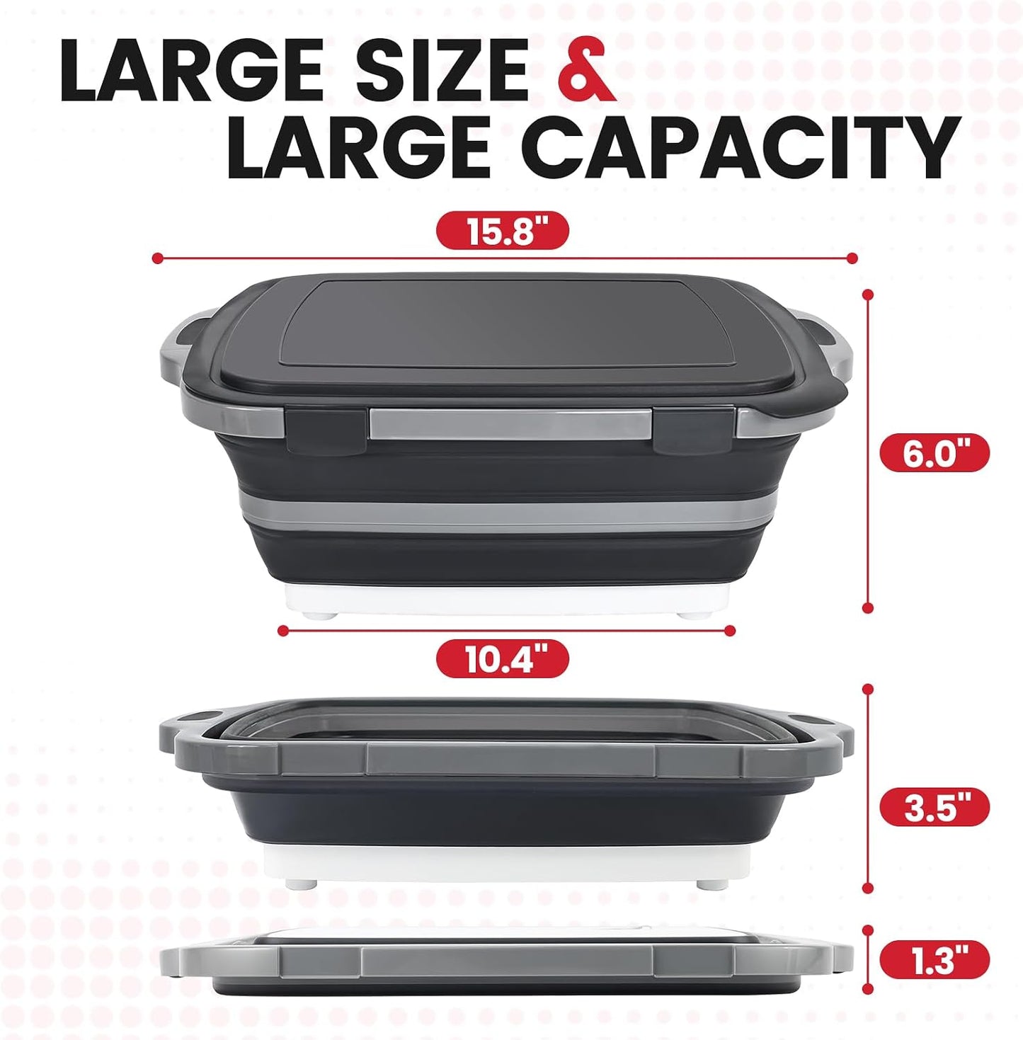 BBQ Prep Tub,16L Collapsible Cutting Board with Locking Lid for BBQ | Foldable Marinating Basin, Leak-Resistant Edges, Space-Saving Storage For Camping,Picnic,Tailgate,RV,Backyard Grilling