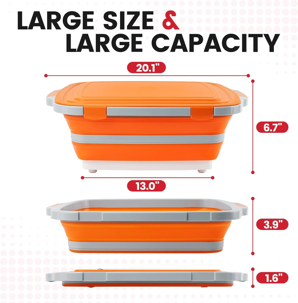 BBQ Prep Tub,16L Collapsible Cutting Board with Locking Lid for BBQ | Foldable Marinating Basin, Leak-Resistant Edges, Space-Saving Storage For Camping,Picnic,Tailgate,RV,Backyard Grilling