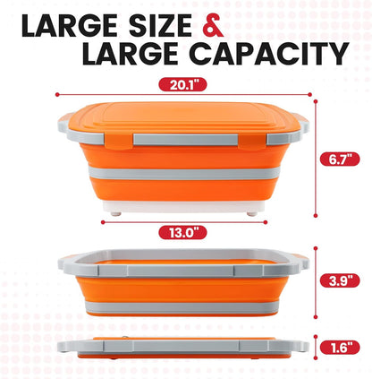 BBQ Prep Tub,16L Collapsible Cutting Board with Locking Lid for BBQ | Foldable Marinating Basin, Leak-Resistant Edges, Space-Saving Storage For Camping,Picnic,Tailgate,RV,Backyard Grilling