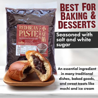 Red Bean Paste - Fine Sweetened Adzuki Bean Paste for Desserts, Buns, Pastry Filling, Mochi - For Chinese, Japanese & Korean Foods - No Additives or Preservatives