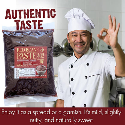 Red Bean Paste - Fine Sweetened Adzuki Bean Paste for Desserts, Buns, Pastry Filling, Mochi - For Chinese, Japanese & Korean Foods - No Additives or Preservatives