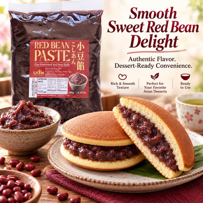Red Bean Paste - Fine Sweetened Adzuki Bean Paste for Desserts, Buns, Pastry Filling, Mochi - For Chinese, Japanese & Korean Foods - No Additives or Preservatives