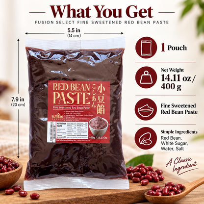 Red Bean Paste - Fine Sweetened Adzuki Bean Paste for Desserts, Buns, Pastry Filling, Mochi - For Chinese, Japanese & Korean Foods - No Additives or Preservatives