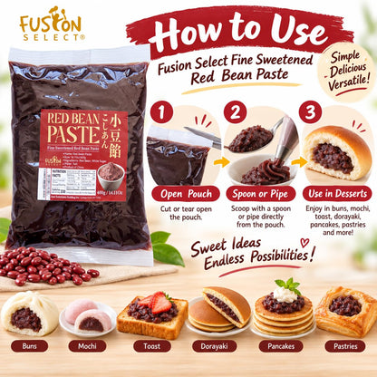 Red Bean Paste - Fine Sweetened Adzuki Bean Paste for Desserts, Buns, Pastry Filling, Mochi - For Chinese, Japanese & Korean Foods - No Additives or Preservatives