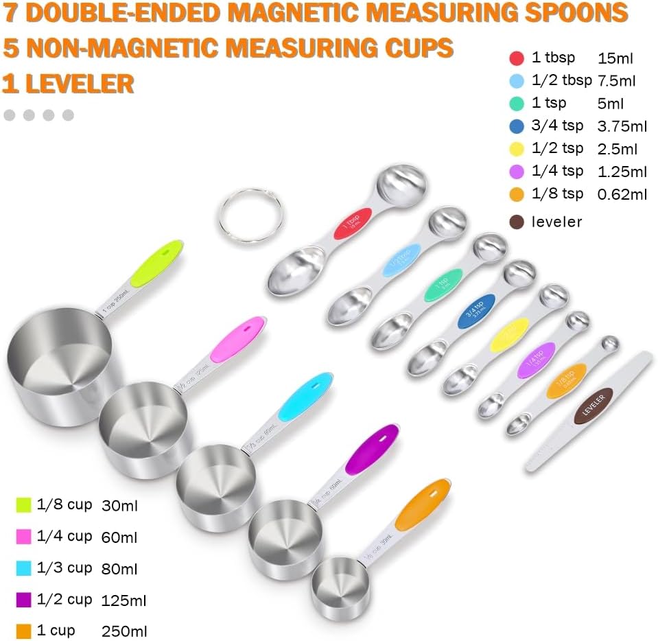 XSNBRD 13-Piece Magnetic Measuring Cups & Spoons Set