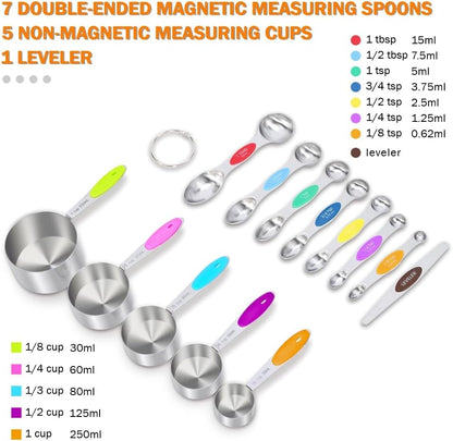XSNBRD 13-Piece Magnetic Measuring Cups & Spoons Set