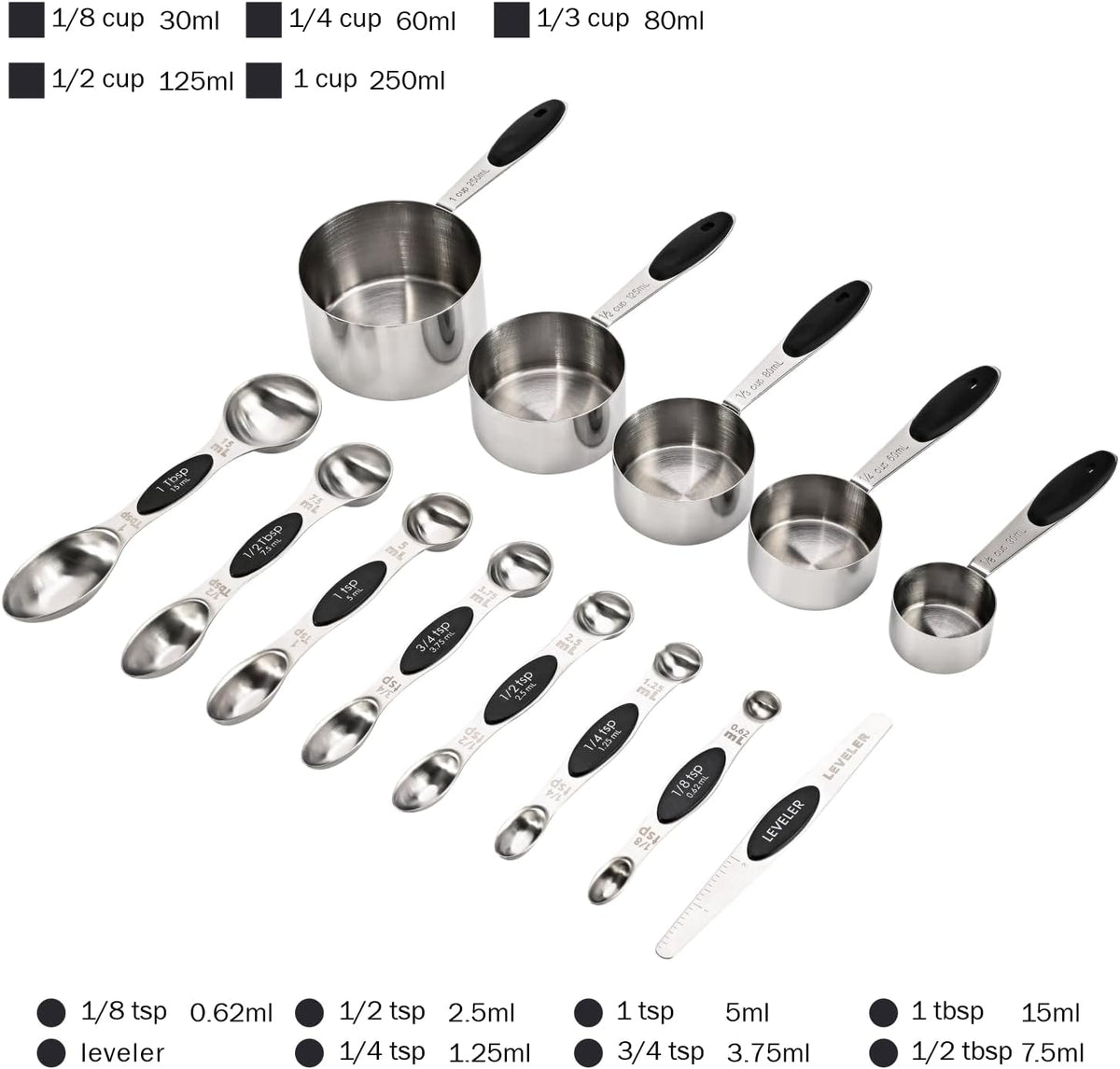XSNBRD 13-Piece Magnetic Measuring Cups & Spoons Set