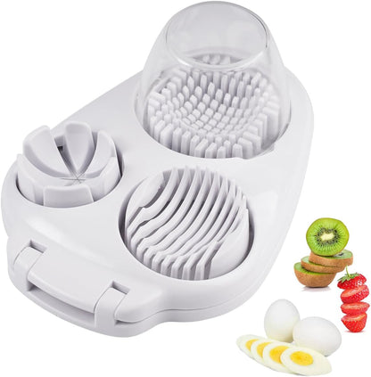 3 In 1 Egg Slicer For Hard Boiled Eggs, Strawberry Slicer Grape Cutter, 2026 New Stainless Steel Dicer Egg Slicer Dishwasher Safe, Fruit Cutter For Egg Strawberry Mushroom