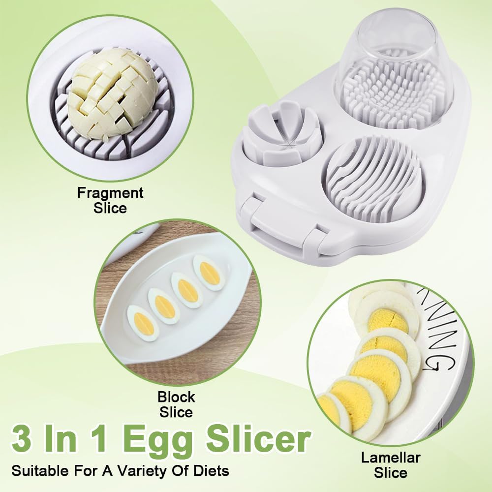 3 In 1 Egg Slicer For Hard Boiled Eggs, Strawberry Slicer Grape Cutter, 2026 New Stainless Steel Dicer Egg Slicer Dishwasher Safe, Fruit Cutter For Egg Strawberry Mushroom