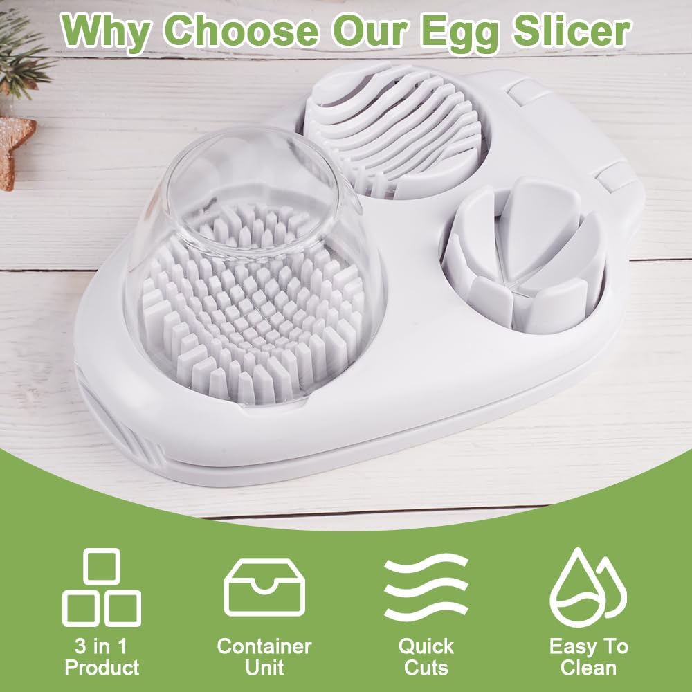 3 In 1 Egg Slicer For Hard Boiled Eggs, Strawberry Slicer Grape Cutter, 2026 New Stainless Steel Dicer Egg Slicer Dishwasher Safe, Fruit Cutter For Egg Strawberry Mushroom