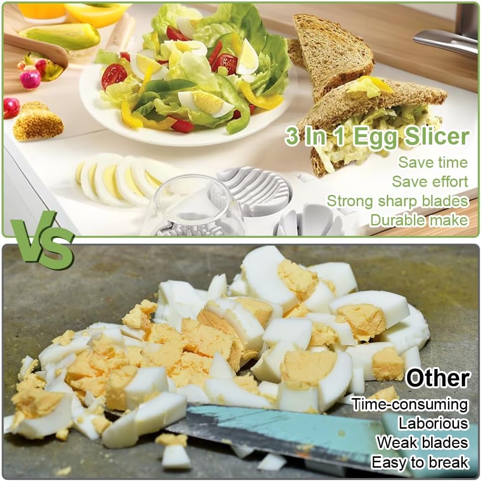 3 In 1 Egg Slicer For Hard Boiled Eggs, Strawberry Slicer Grape Cutter, 2026 New Stainless Steel Dicer Egg Slicer Dishwasher Safe, Fruit Cutter For Egg Strawberry Mushroom