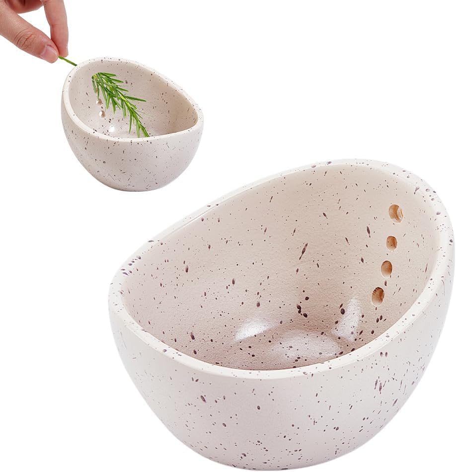 Resin Herb Stripper Bowl, Flower Vegetable Leaf Remover 4 Holes Kitchen Herbs Leaf Stripping Peeler Tool Easy To Clean And Use, 3.93x3.42x2.36inch