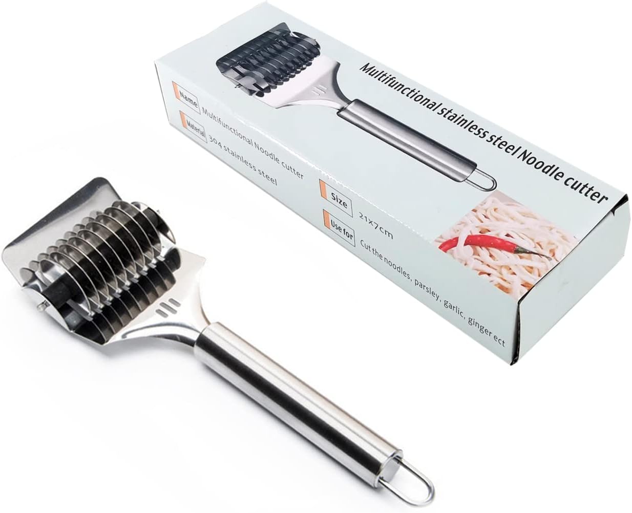 16x7x3.1cm High Grade Stainless Steel Noodle Lattice Roller Docker Dough Cutter Pasta Spaghetti Maker for Kitchen Cooking Tools