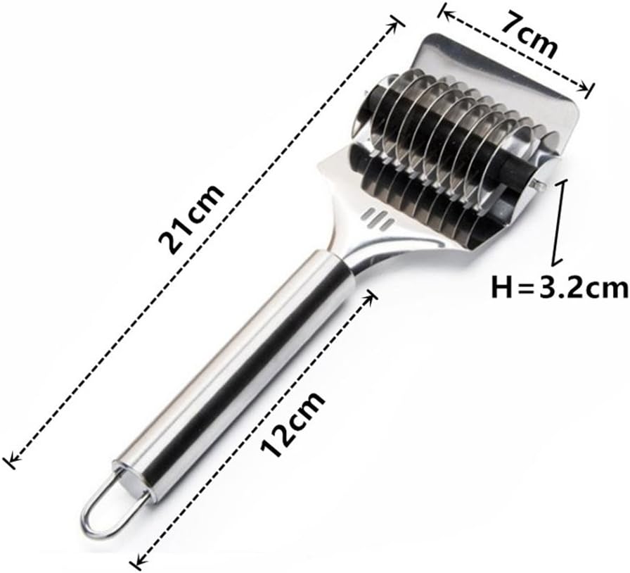 16x7x3.1cm High Grade Stainless Steel Noodle Lattice Roller Docker Dough Cutter Pasta Spaghetti Maker for Kitchen Cooking Tools
