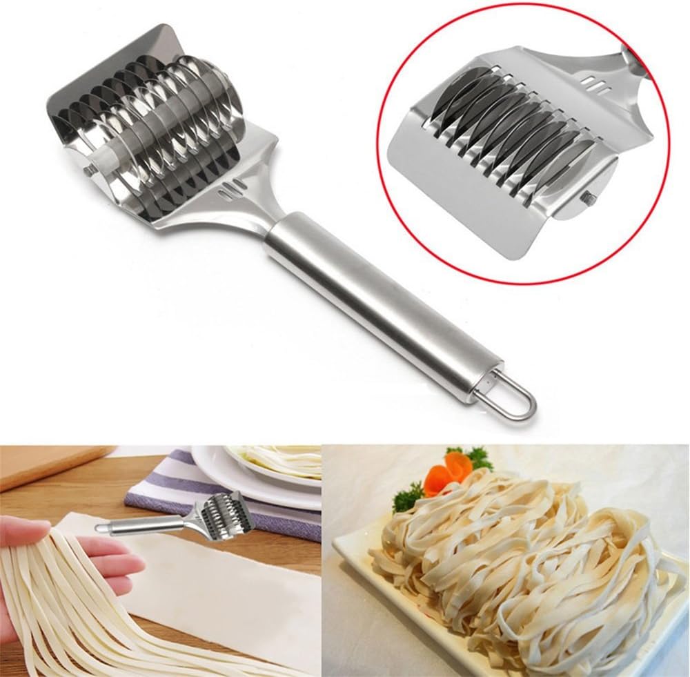 16x7x3.1cm High Grade Stainless Steel Noodle Lattice Roller Docker Dough Cutter Pasta Spaghetti Maker for Kitchen Cooking Tools