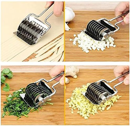 16x7x3.1cm High Grade Stainless Steel Noodle Lattice Roller Docker Dough Cutter Pasta Spaghetti Maker for Kitchen Cooking Tools