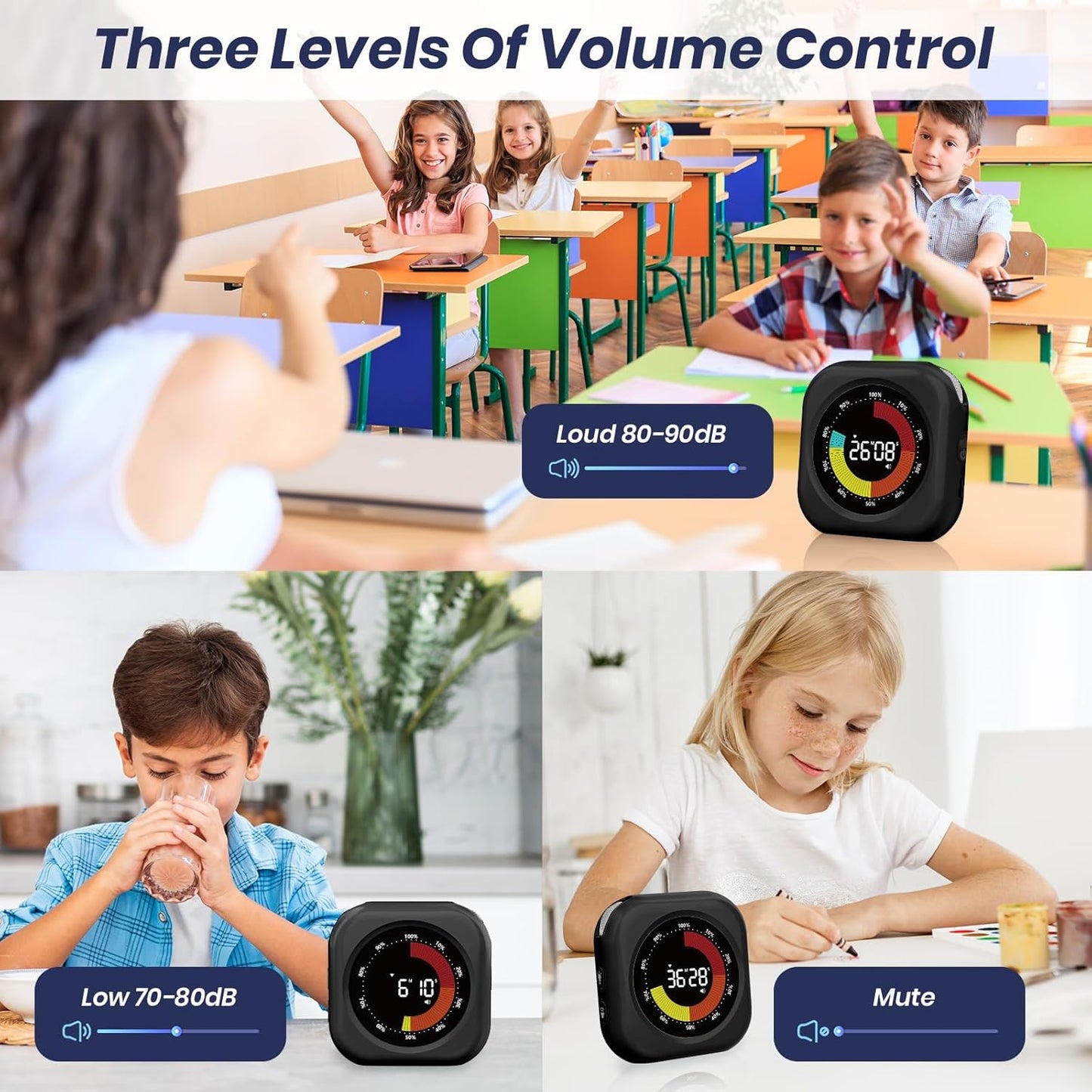 Visual Timer for Kids, Rechargeable 10-Hour Countdown/Up Timer | with 3 Volume Levels, 3 Brightness Display, and Magnetic, Homeschool Study Tool, Large Digital Timers for Classroom, Kitchen