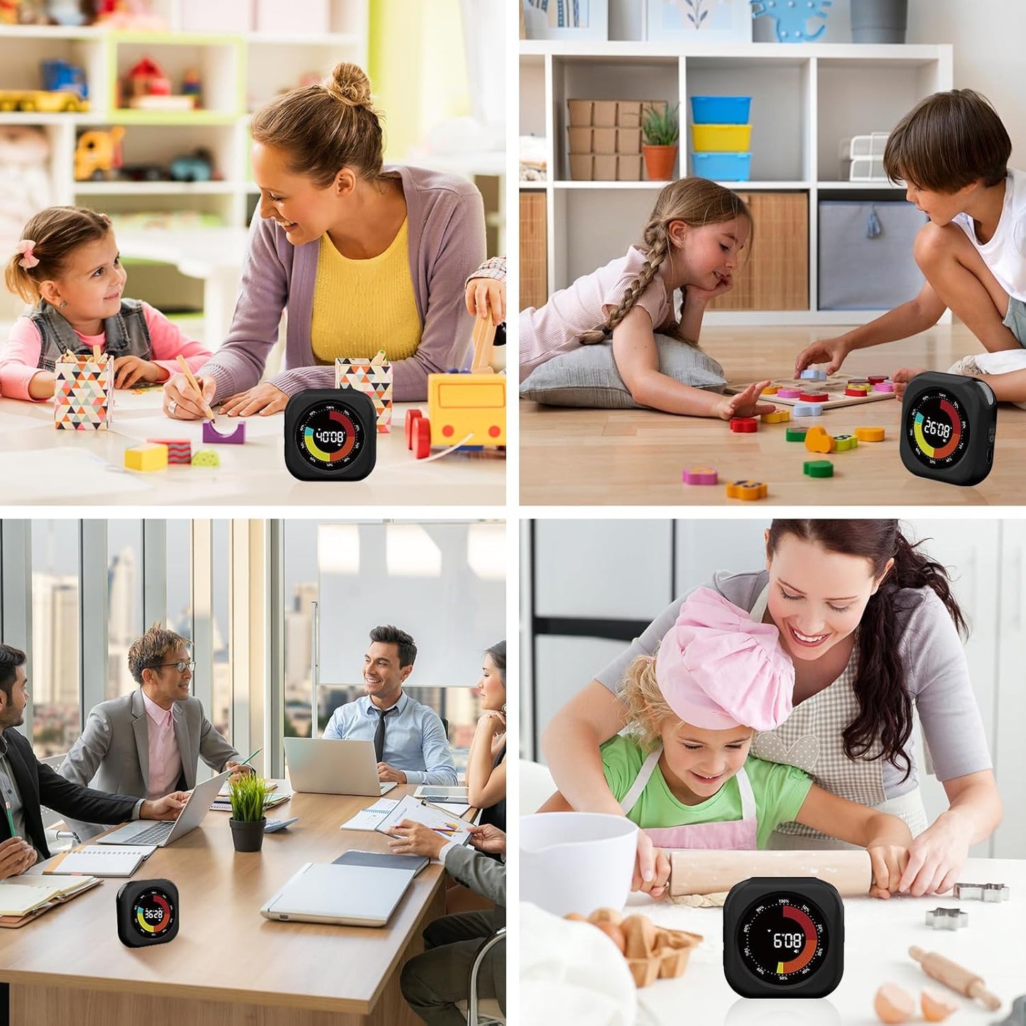 Visual Timer for Kids, Rechargeable 10-Hour Countdown/Up Timer | with 3 Volume Levels, 3 Brightness Display, and Magnetic, Homeschool Study Tool, Large Digital Timers for Classroom, Kitchen
