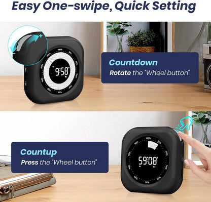 Visual Timer for Kids, Rechargeable 10-Hour Countdown/Up Timer | with 3 Volume Levels, 3 Brightness Display, and Magnetic, Homeschool Study Tool, Large Digital Timers for Classroom, Kitchen