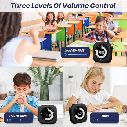 Visual Timer for Kids, Rechargeable 10-Hour Countdown/Up Timer | with 3 Volume Levels, 3 Brightness Display, and Magnetic, Homeschool Study Tool, Large Digital Timers for Classroom, Kitchen