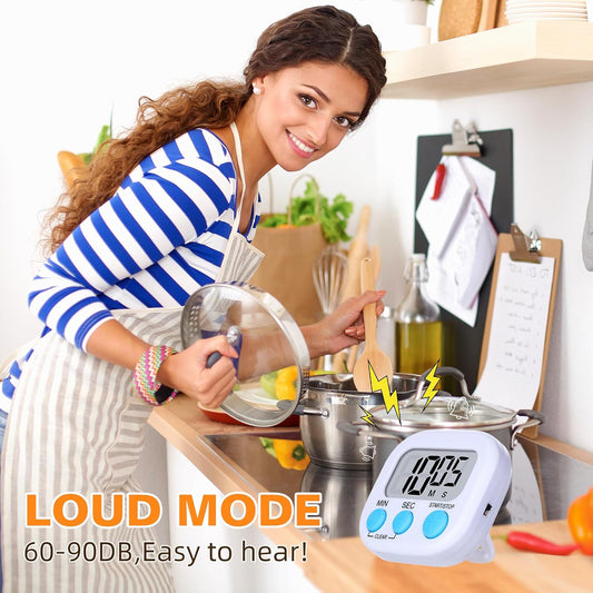 12 Pack Digital Kitchen Timers, Magnetic Countdown Timer with Loud Alarm | Big Digits, Backing Stand, Classroom, Teachers, Kids, Shower, Study, Work, Exercise, Training, Cooking.