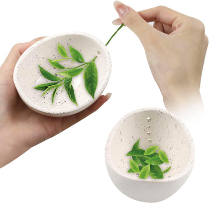 Herb Stripper Bowl with Four Sizes Holes, Herb Stripper, Ceramic Handmade Herb Stripper Tool, Herb Peeler for Kale, Thyme, Basil, Rosemary Separating Leaves and Stems, Graters