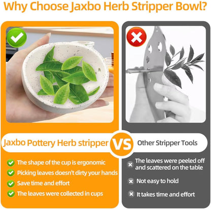 Herb Stripper Bowl with Four Sizes Holes, Herb Stripper, Ceramic Handmade Herb Stripper Tool, Herb Peeler for Kale, Thyme, Basil, Rosemary Separating Leaves and Stems, Graters